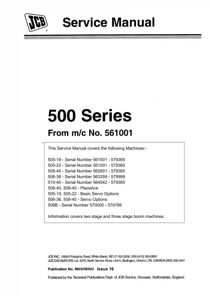  Jcb 505-19 505-22 506-36 Service Repair Manual