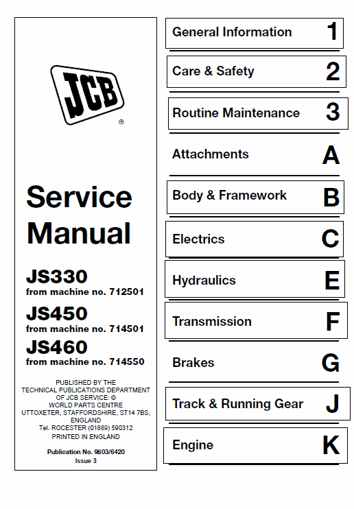 Jcb Js330 Js450 Excavator Repair Manual