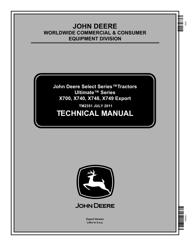 John Deere X700 X740 X748 Ultimate Workshop Manual TM2351
