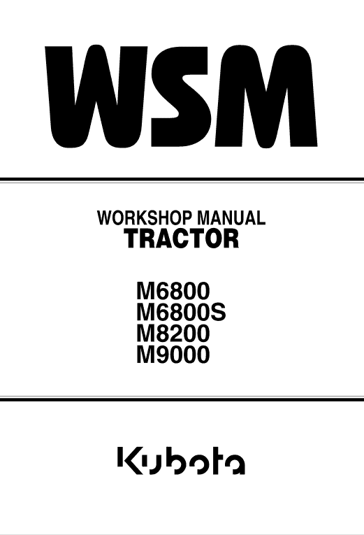Kubota M9000, M900DT-M Service Repair Manual