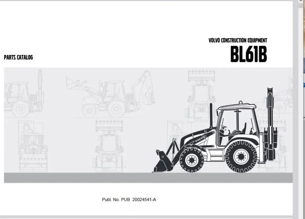 Volvo Bl61b Backhoe Loader Service Catalogue Manual