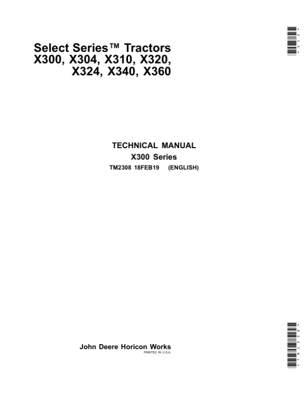 John Deere X324 X340 X360 Service Repair Manual