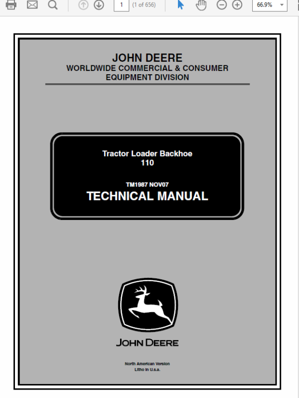 John Deere 110 Tractor Hydraulics Service Manual