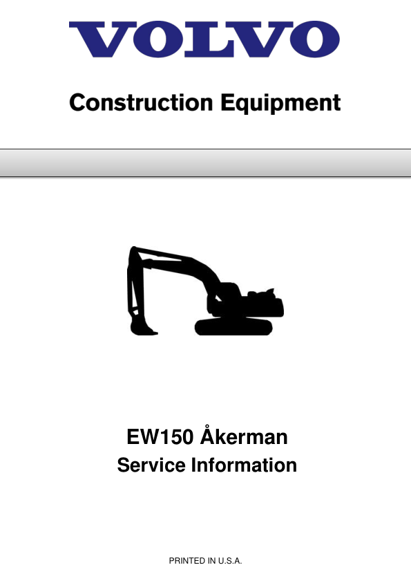 Volvo EW150 Akerman Excavator Service Repair Manual