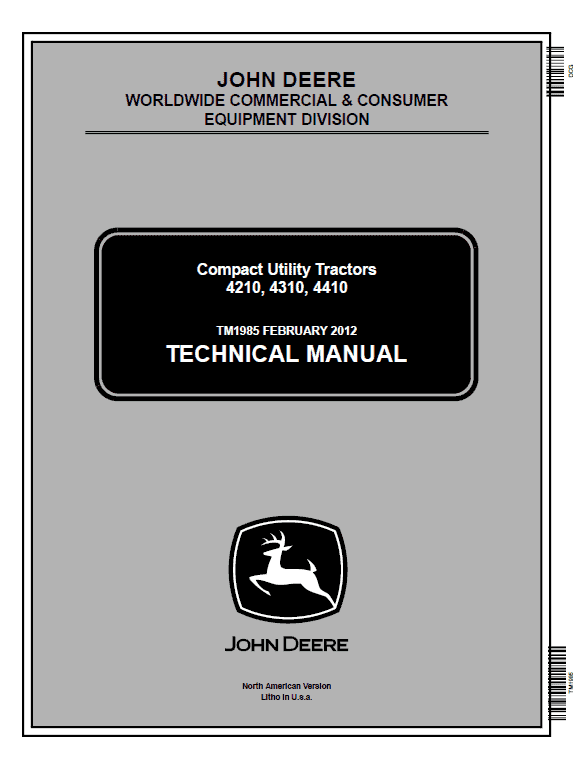 John Deere 4210, 4310, 4410 Compact Utility Tractors Technical Manual 