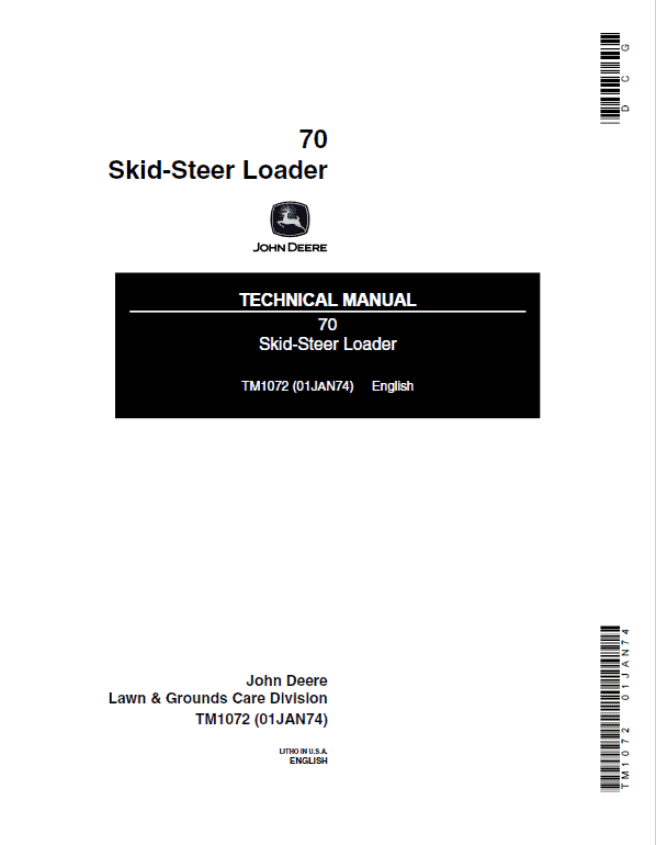John Deere 70 Skid Steer Loader Service Manual John Deere 70 Skid-Steer Loader Repair Technical Manual