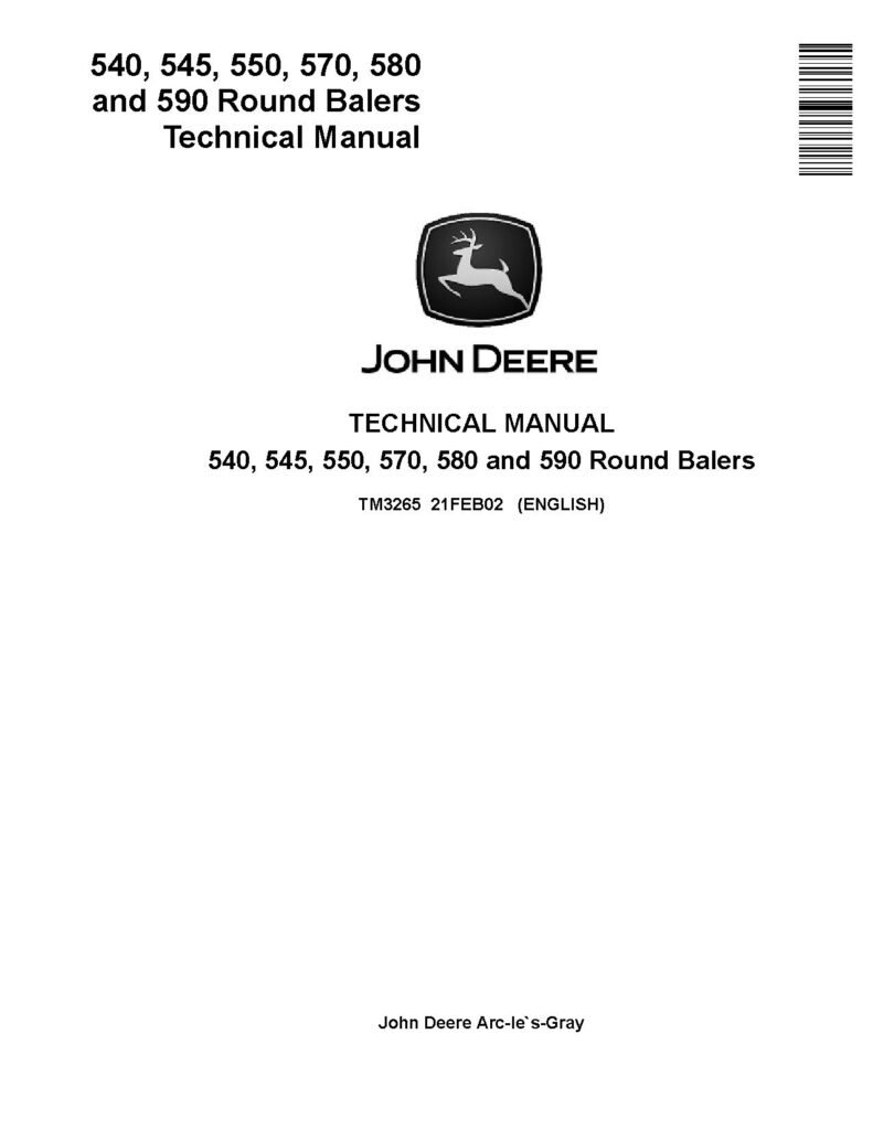 John Deere 540 545 550 Round Balers Service Repair Manual