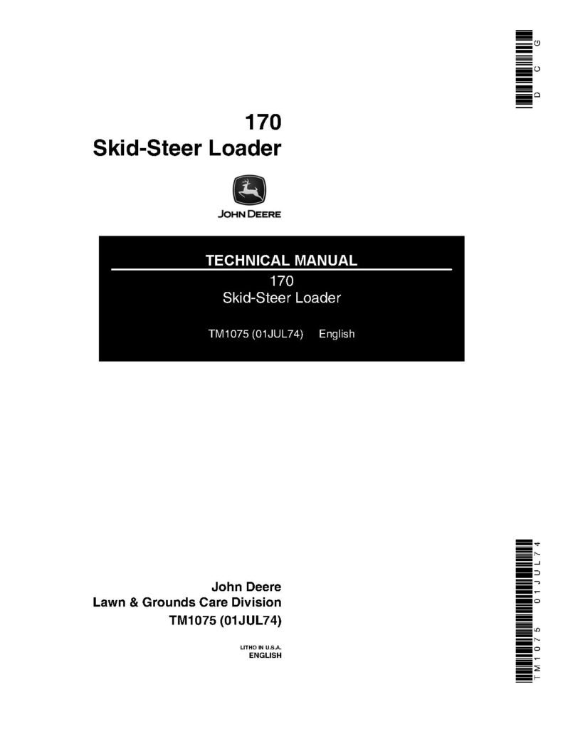 John Deere 170 Skid Steer Loaders Technical Manual (TM1075)
