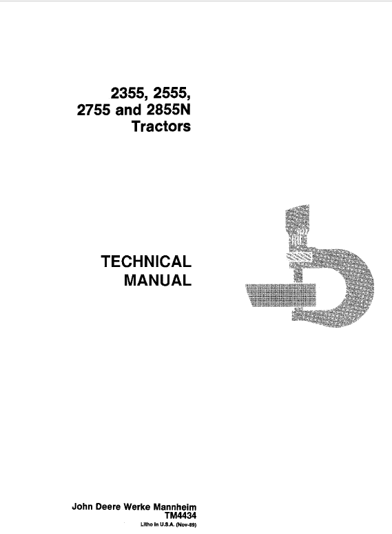John Deere 2355 2555 2755 2855n Tractor Service Repair Great