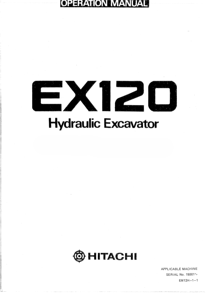 Hitachi Ex120 Owners Operators Manual