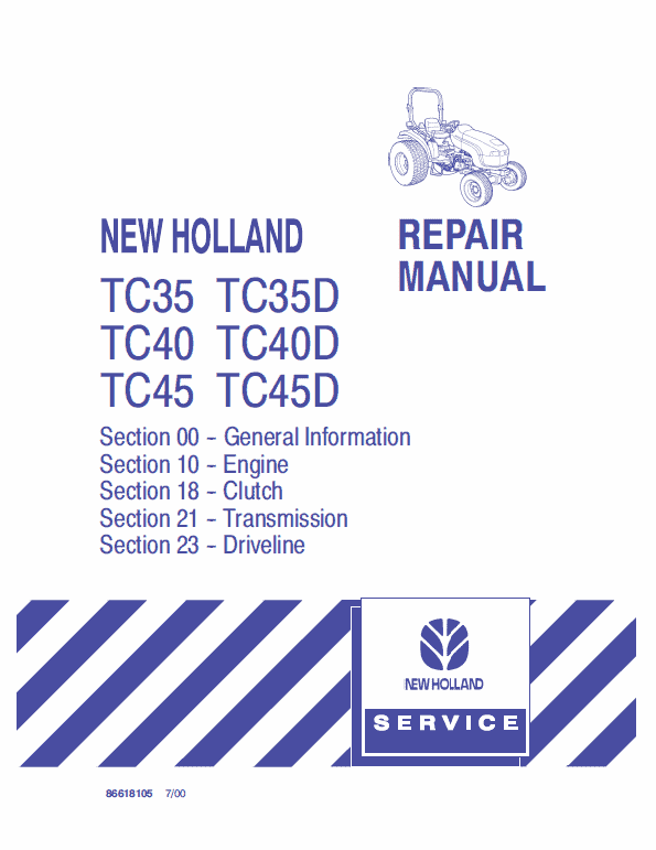 New Holland Tc31Da Tc35Da Compact Tractor Manual Service Manual