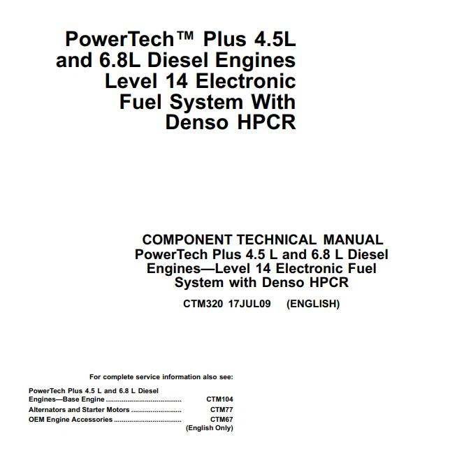 John Deere Powertech 6090 9.0l Diesel Engines Tier 3 Service Manual