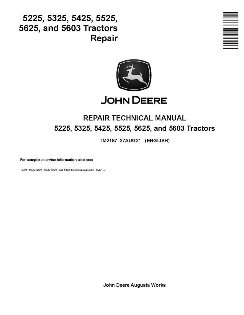 Deere 5225 5325 5425 Tractors Power Steering Diagnostic Repair Manual