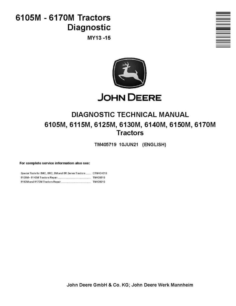 John Deere Tractors 6105M 6115M 6125M Service Manual