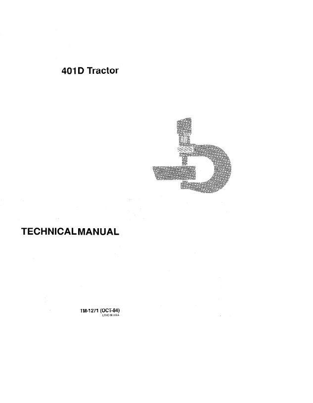 John Deere 401d Tractor Service Repair Manual