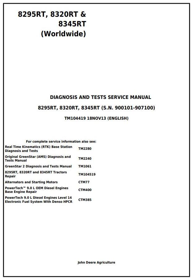 John Deere 8295RT 8320RT 8345RT Diagnosis Service Manual PDF John Deere 8295RT 8320RT 8345RT Diagnosis Service Manual PDF