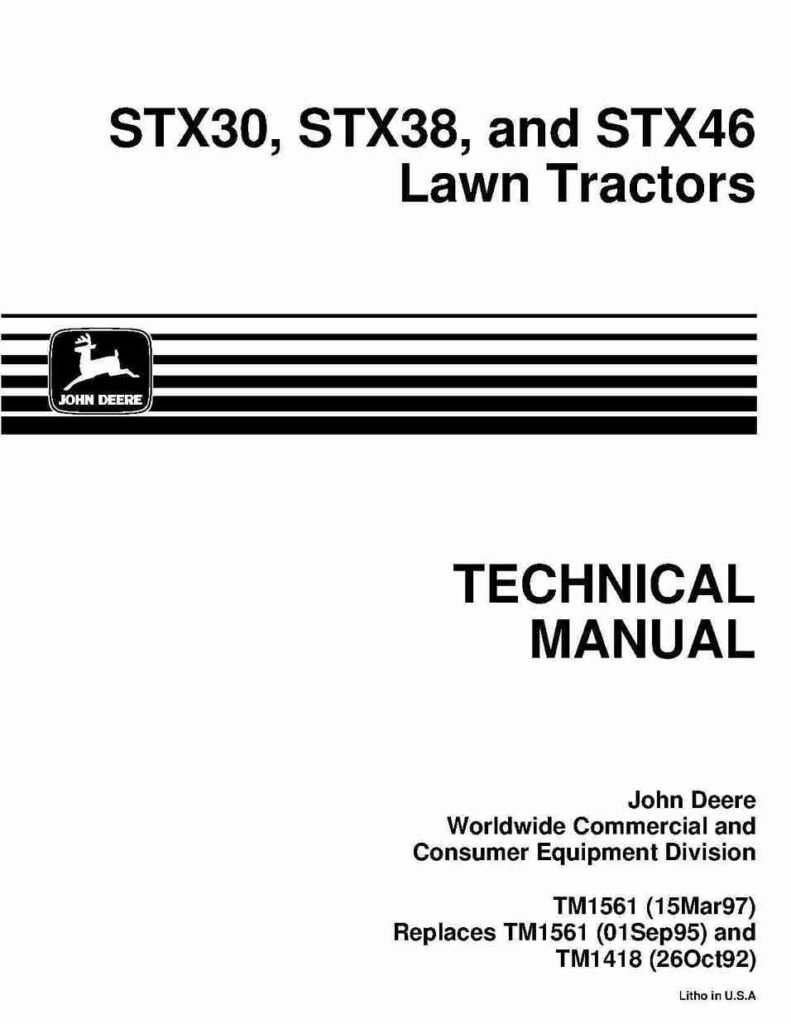 John Deere STX30, STX38, STX46 LAWN TRACTORS Service Repair Manual