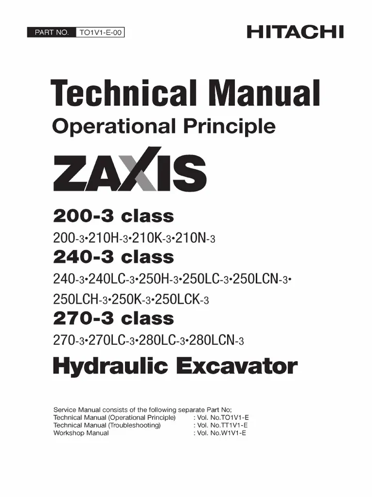 ZX200-3 to ZX280LC-3 Technical Operator Manuals ZX200-3 to ZX280LC-3 Technical Operator Manuals