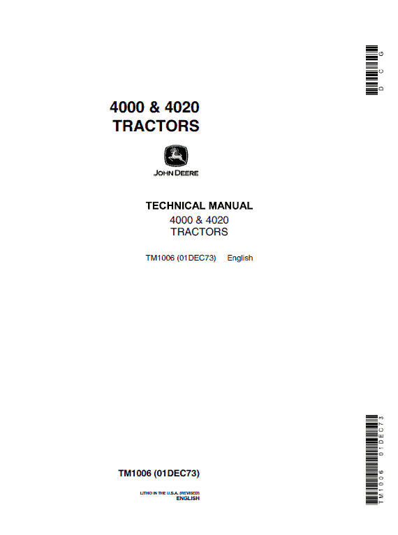 John Deere 4000 & 4020 John Deere 4000 & 4020 Tractors Service Repair Manual