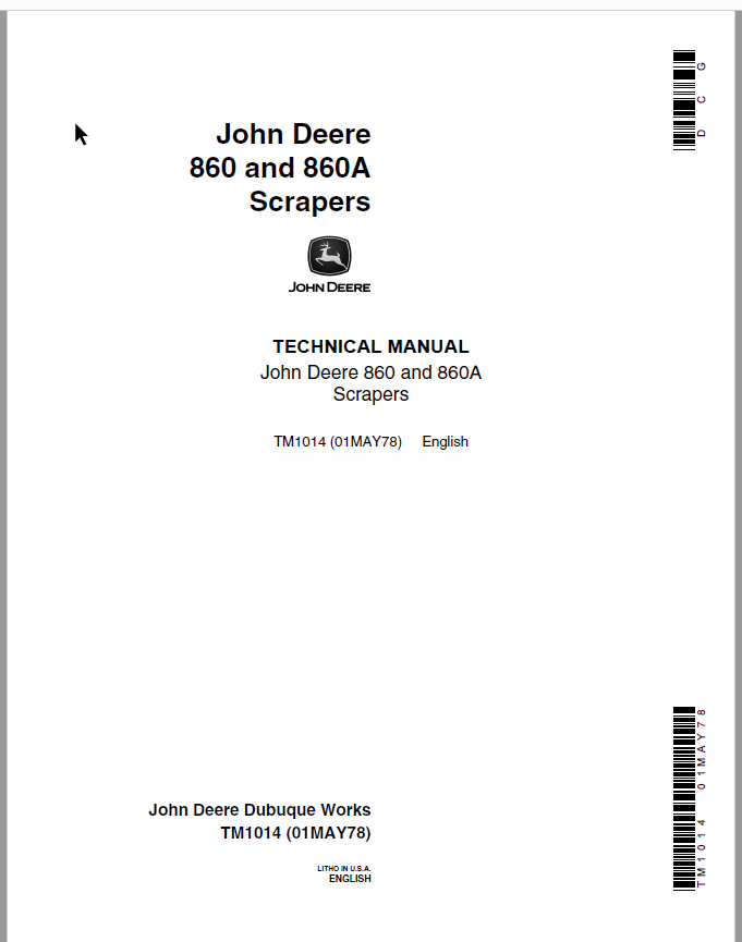John Deere 860 and 860A Scraper Repair Technical Manual John Deere 860 and 860A Scraper Repair Technical Manual