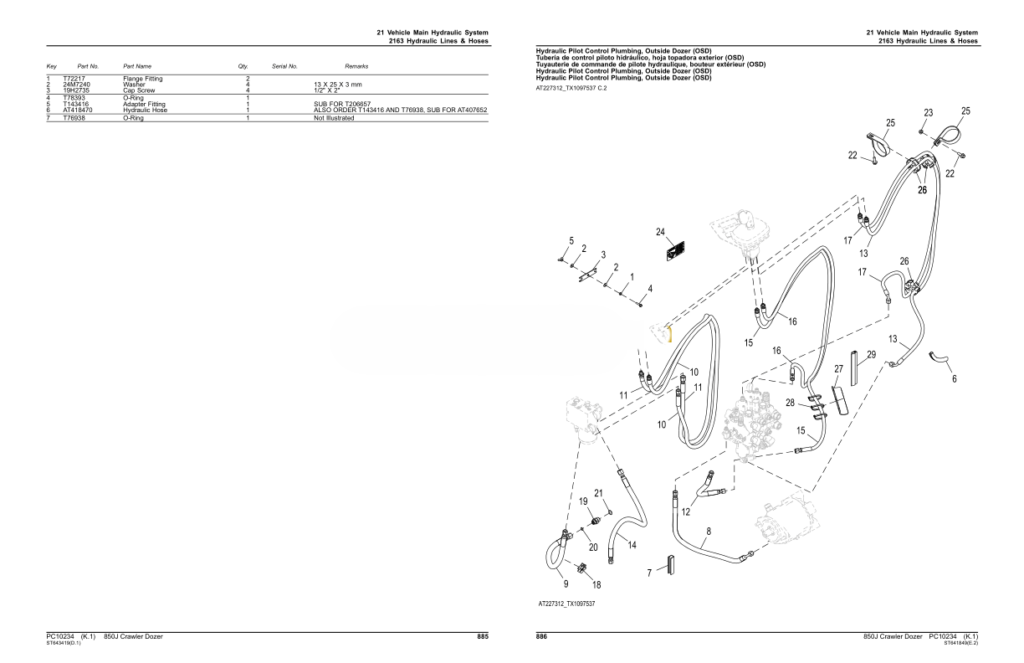 John Deere 850J Crawler Dozer Parts Catalog PC10234