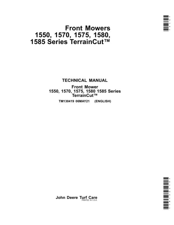 John Deere 1550-1585 TerrainCut Mowers Diagnostic and Repair Manual