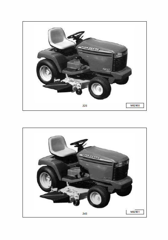 John Deere 325 and 345 Lawn and Garden Tractors Technical Manual