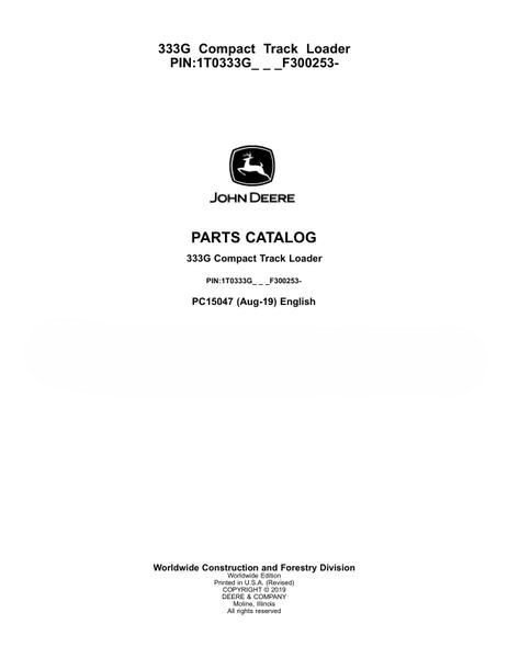 John Deere 332G Compact Track Loader Parts Catalog