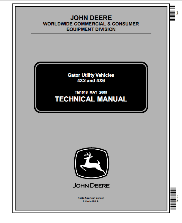 John Deere 4X2 and 4X6 Gator Utility Vehicles Technical Manual