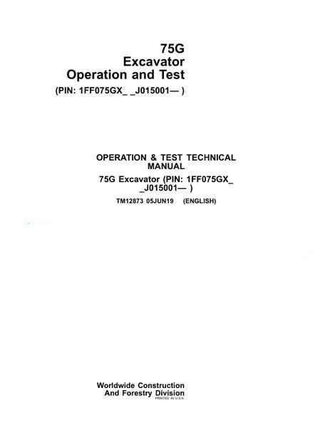 John Deere 75G Excavator Repair Technical Manual