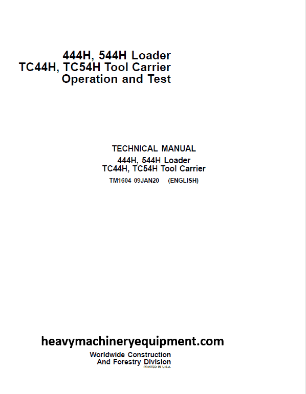 John Deere 544H Operation and Tests Pdf TM1604