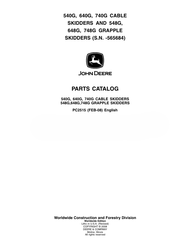 John Deere PC2515 parts catalog