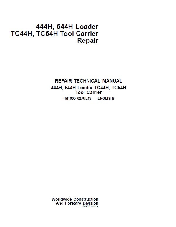 John Deere 444H Troubleshooting and Repair Manual John Deere 444H Troubleshooting and Repair Manual