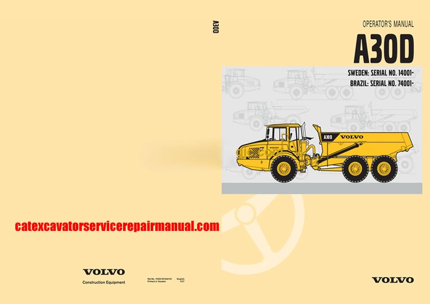 Volvo A30D Articulated Dump Truck Operator & Maintenance Manual