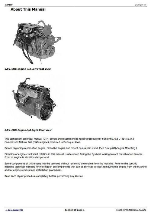 John Deere PowerTech 6.8L 6068 Natural Gas Engines Technical Manual CTM146