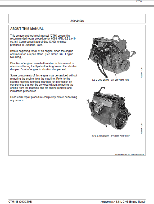 John Deere PowerTech 6.8L 6068 Natural Gas Engines Technical Manual