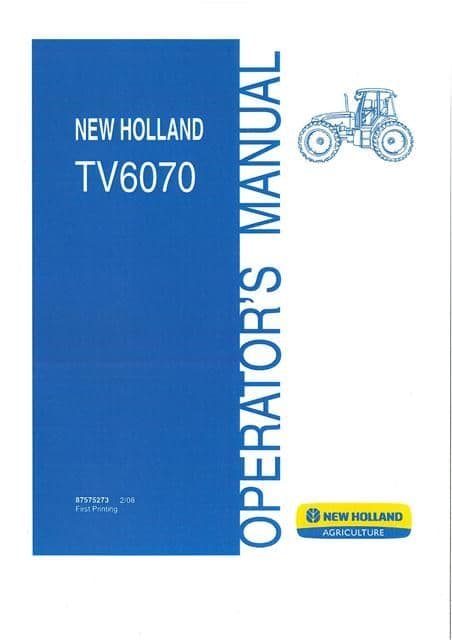 New Holland Tv6070 Tractor Operator & Maintenance Manual