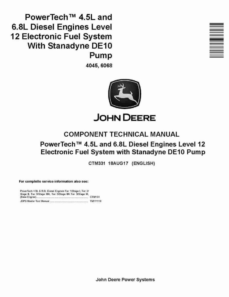John Deere CTM331 4045 6068 Stanadyne DE10 Manual John Deere CTM331 4045 6068 Stanadyne DE10 Manual