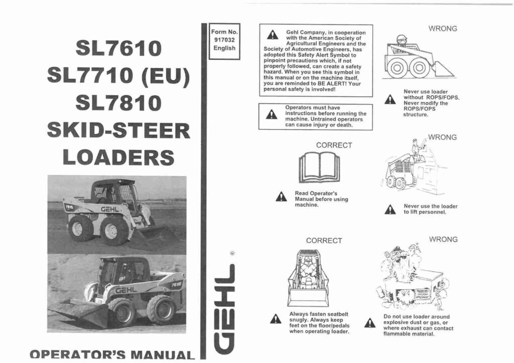 Gehl SL7610, SL7710, SL7810 Skid-Steer Loaders Parts Manual