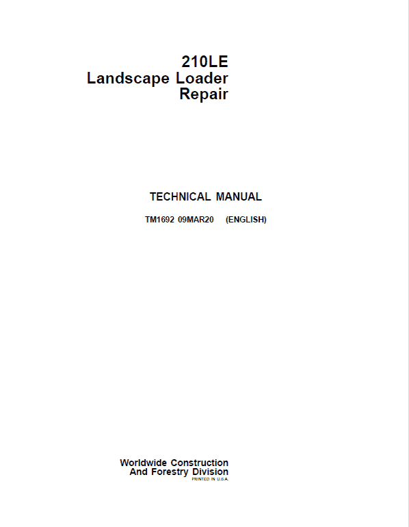 John Deere 210LE Service Manual Pdf TM1692