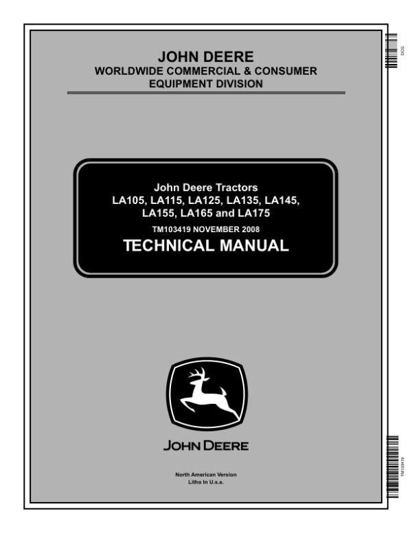 John Deere la105 Lawn Tractors Technical Manual TM103419