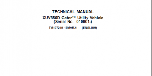 John Deere XUV855D Gator Utility Vehicle Repair Technical Manual TM107219