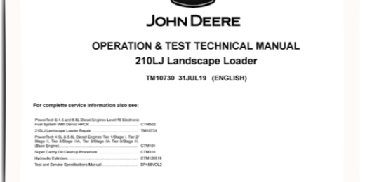 210LJ John Deere Operation and Test Manual TM10730
