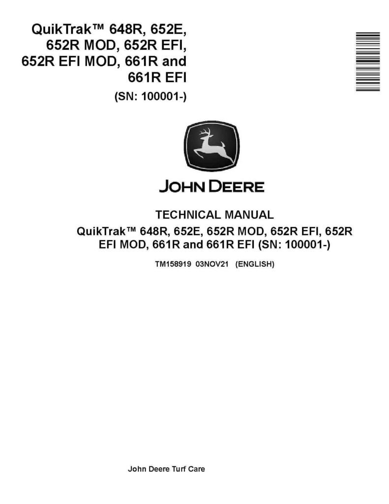 John Deere 652R Service Repair Manual TM158919