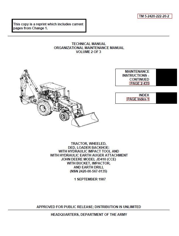 John Deere JD410 Backhoe Loader Technical Repair Manual 