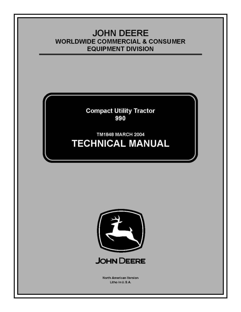 John Deere 990 Compact Utility Tractor Technical Manual TM1848