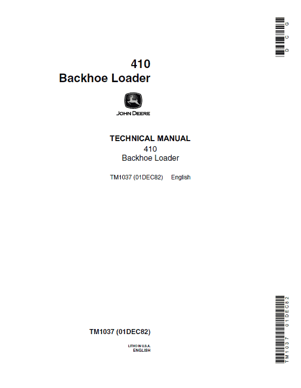 John Deere 410 Backhoe Loaders Technical Manual TM1037