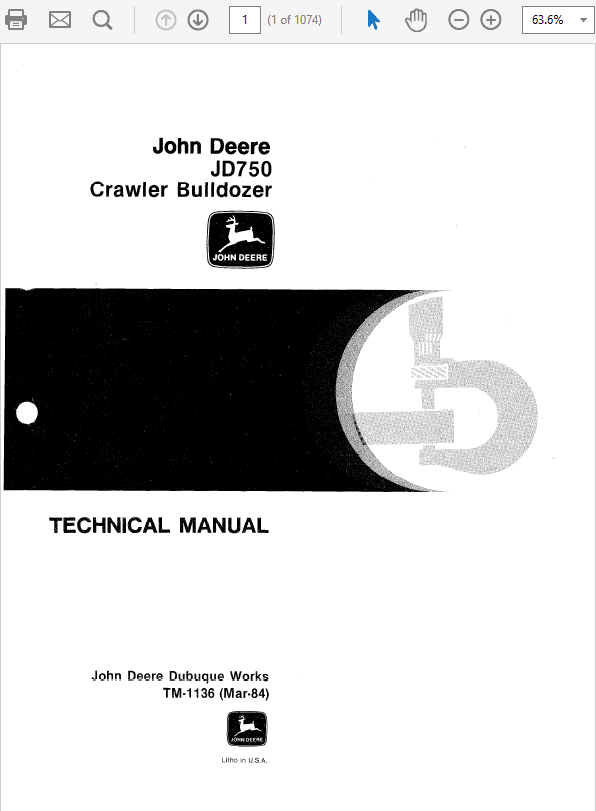 John Deere 750 Bulldozer Technical Manual TM1136