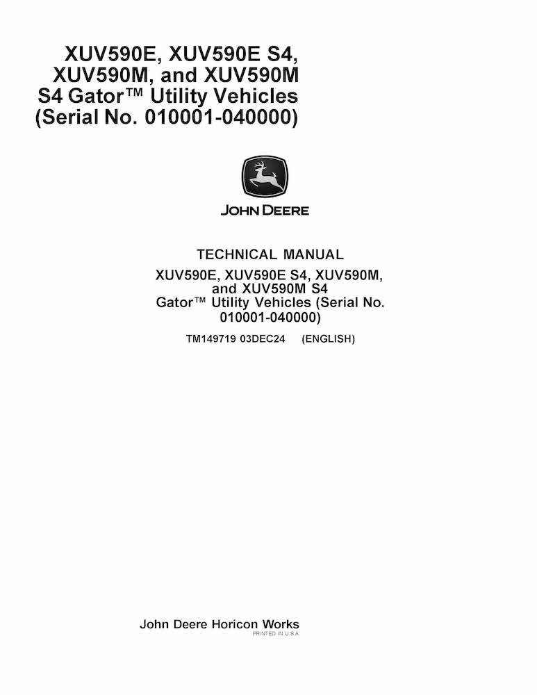 John Deere XUV 590E Gator Technical Manual John Deere XUV 590E Gator Technical Manual (TM149719)