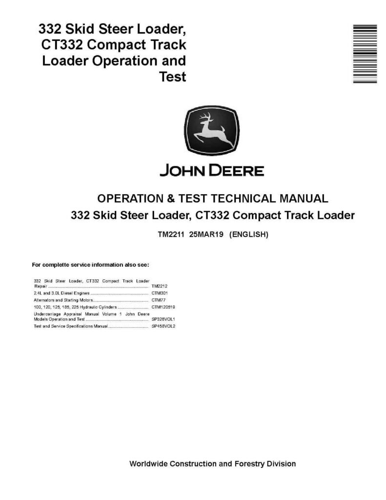 John Deere CT332 332 Loaders Diagnostic Manual